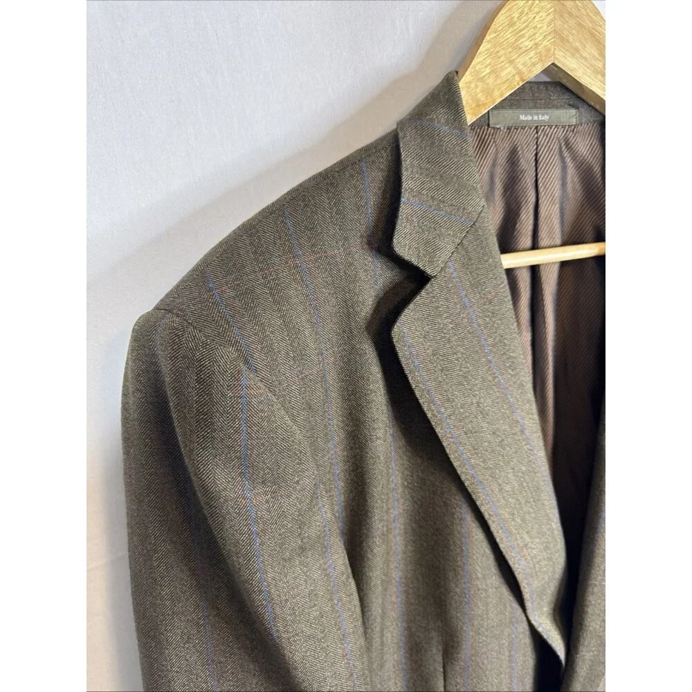 Ermenegildo Zegna Made‎ in Italy Wool Pinstripe Blazer Sport Coat 56R Fits 44R